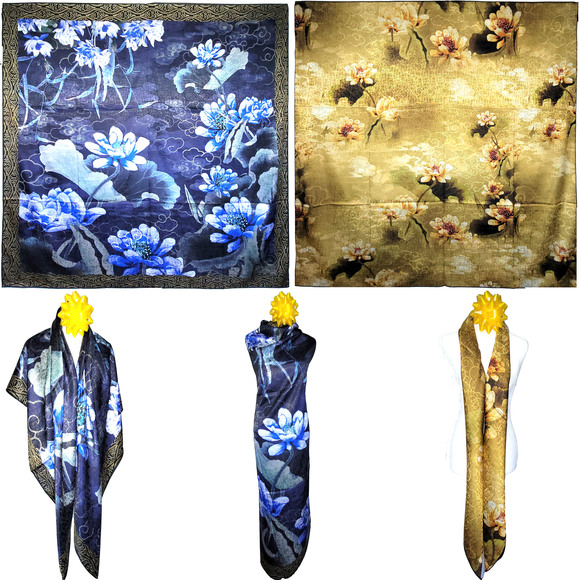 NWT Double Sided Silk Scarf 53x53 Large Square Shawl Wrap XiangYunSha 36761